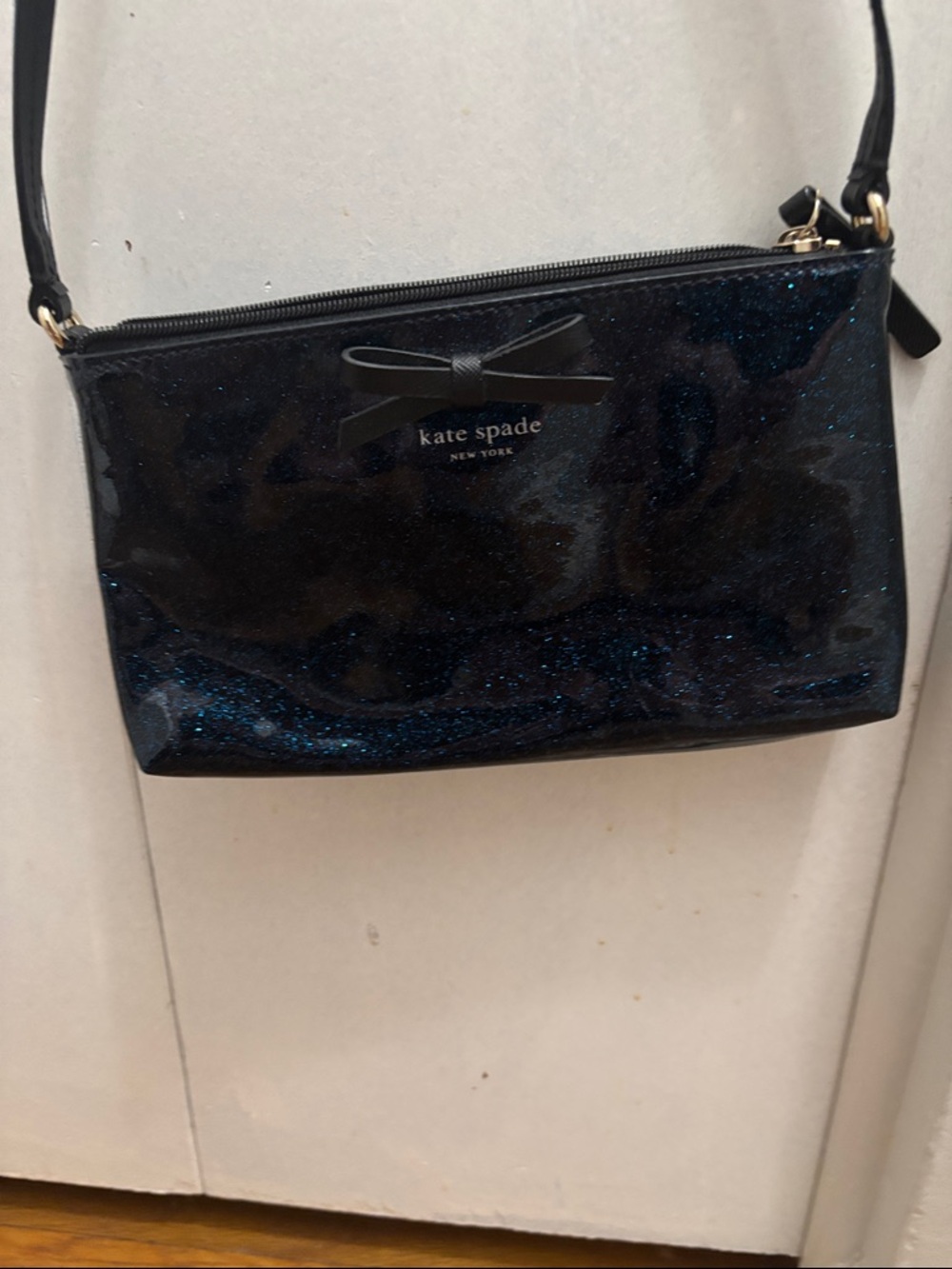 kate spade Black Glitter Patent Crossbody Bag
